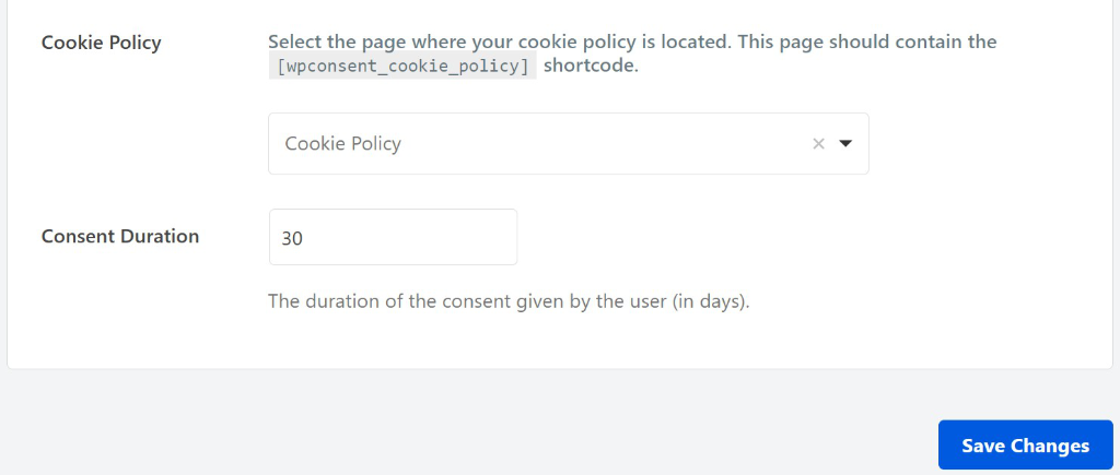 Choose your cookie policy page