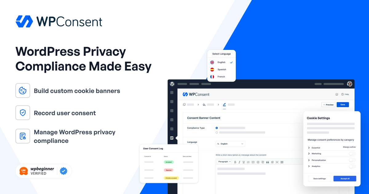 Introducing WPConsent — Customizable Cookie Banner, Script Blocking, and More