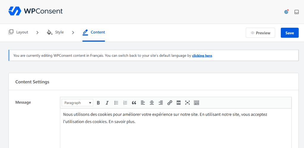 Enter banner text in new language