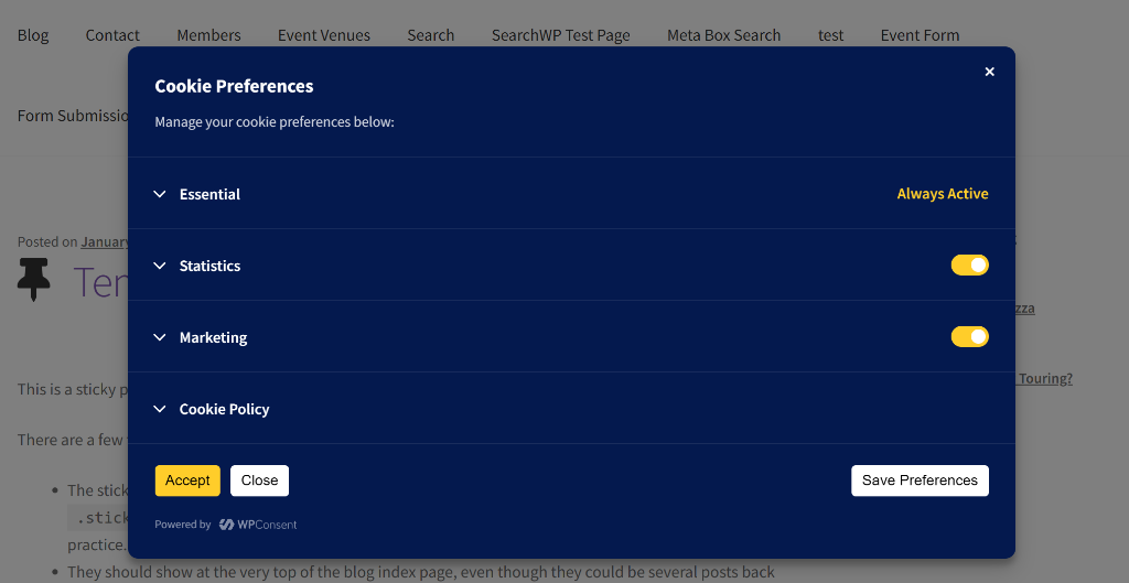 New preferences panel