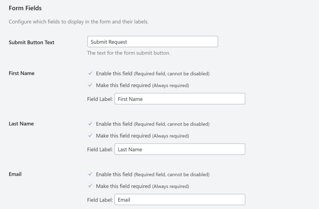 Enable and change do not track form fields