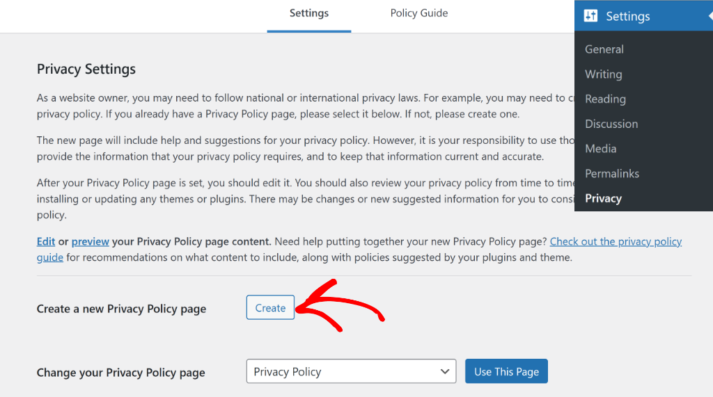 Create a privacy policy