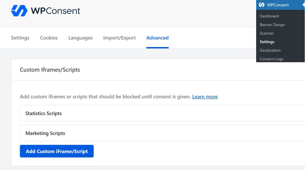 Custom script blocking