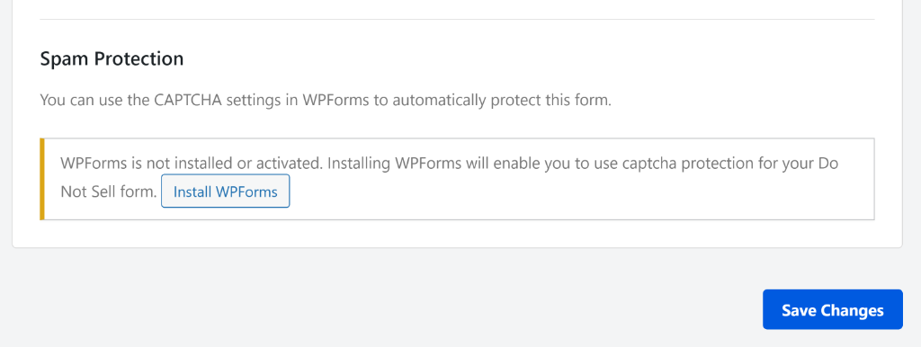Do not sell WPForms spam protection