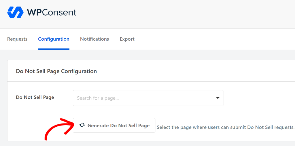 Generate a do not sell page