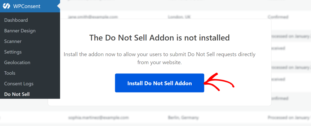Install Do not Sell addon