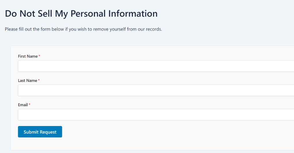 View do not sell form