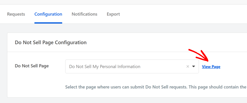 View your do not sell page