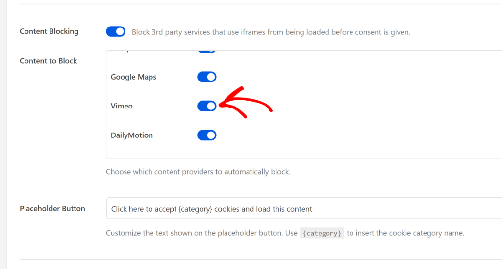 Enable Vimeo videos