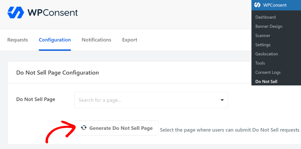 Generate a do not sell page