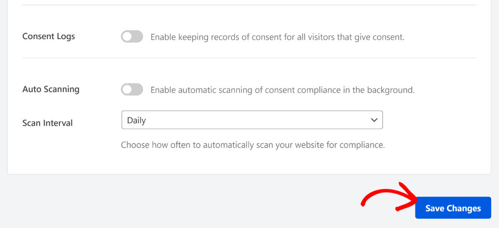Save your WPConsent settings