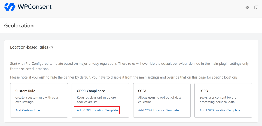 Add GDPR location template