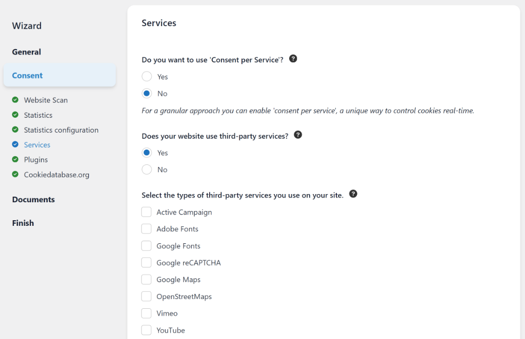 Block third party services in complianz