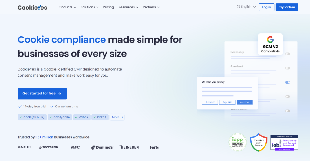 CookieYes - cookie banner plugin WordPress