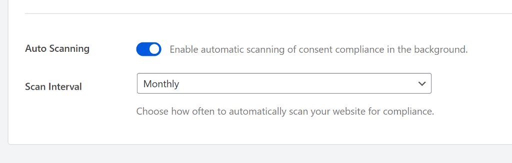 Auto scanning feature in WPConsent