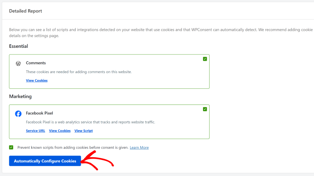 Configure Facebook pixel consent
