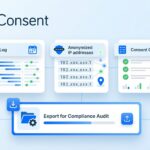 Every consent is logged with timestamp, IP address (anonymized if preferred), and consent choices.
