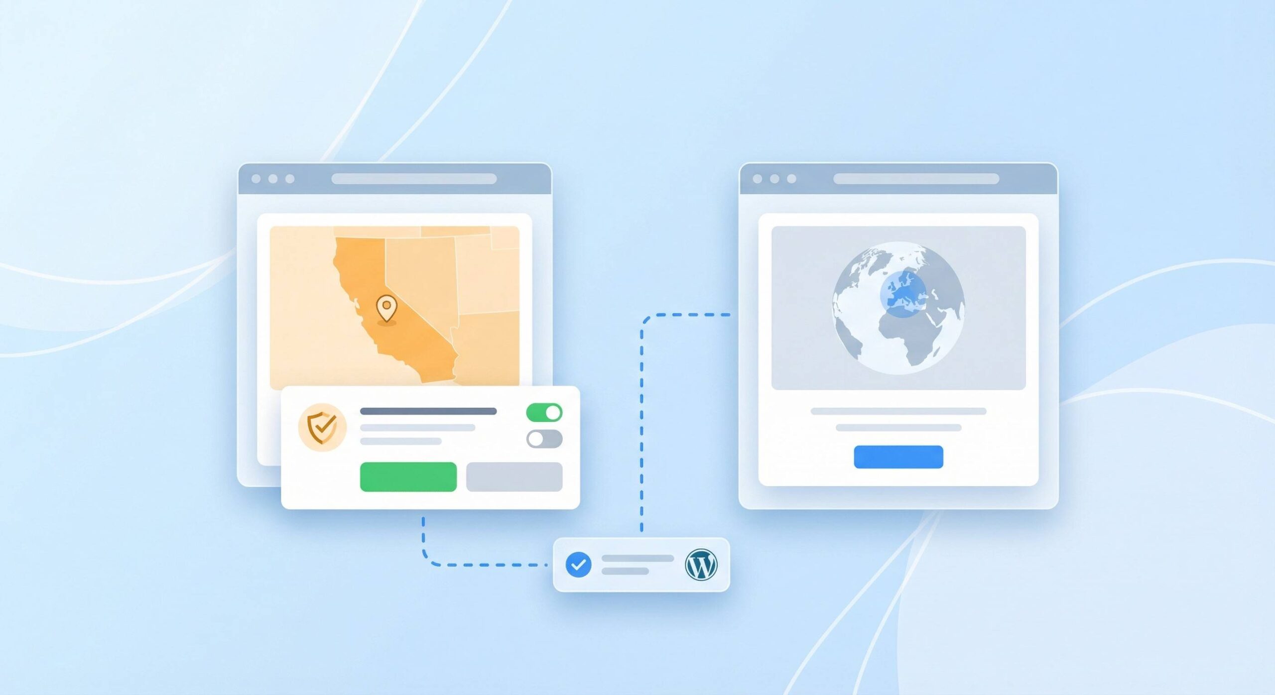 WPConsent's geolocation detects California visitors and displays the appropriate CCPA notices.
