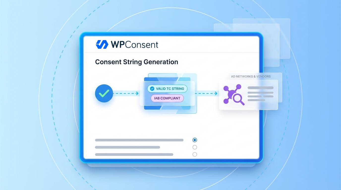 WPConsent generates valid TC strings that ad networks and vendors can read to determine consent status.