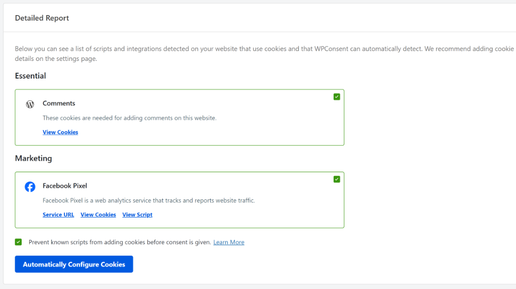 View Facebook pixel script