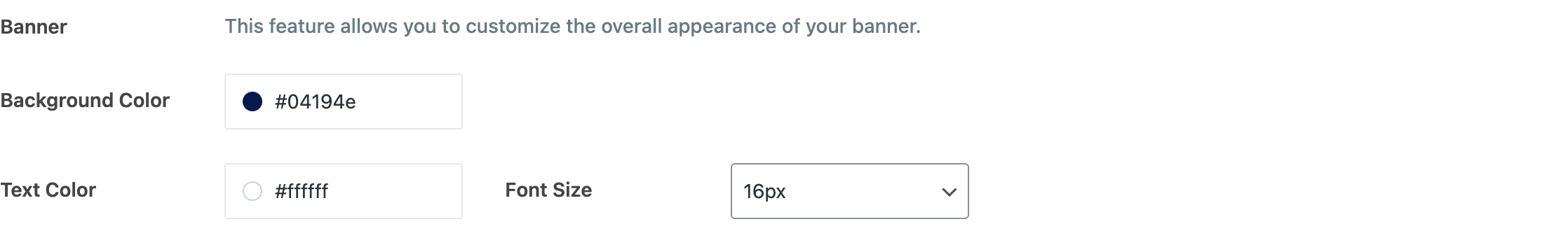Background and text color pickers