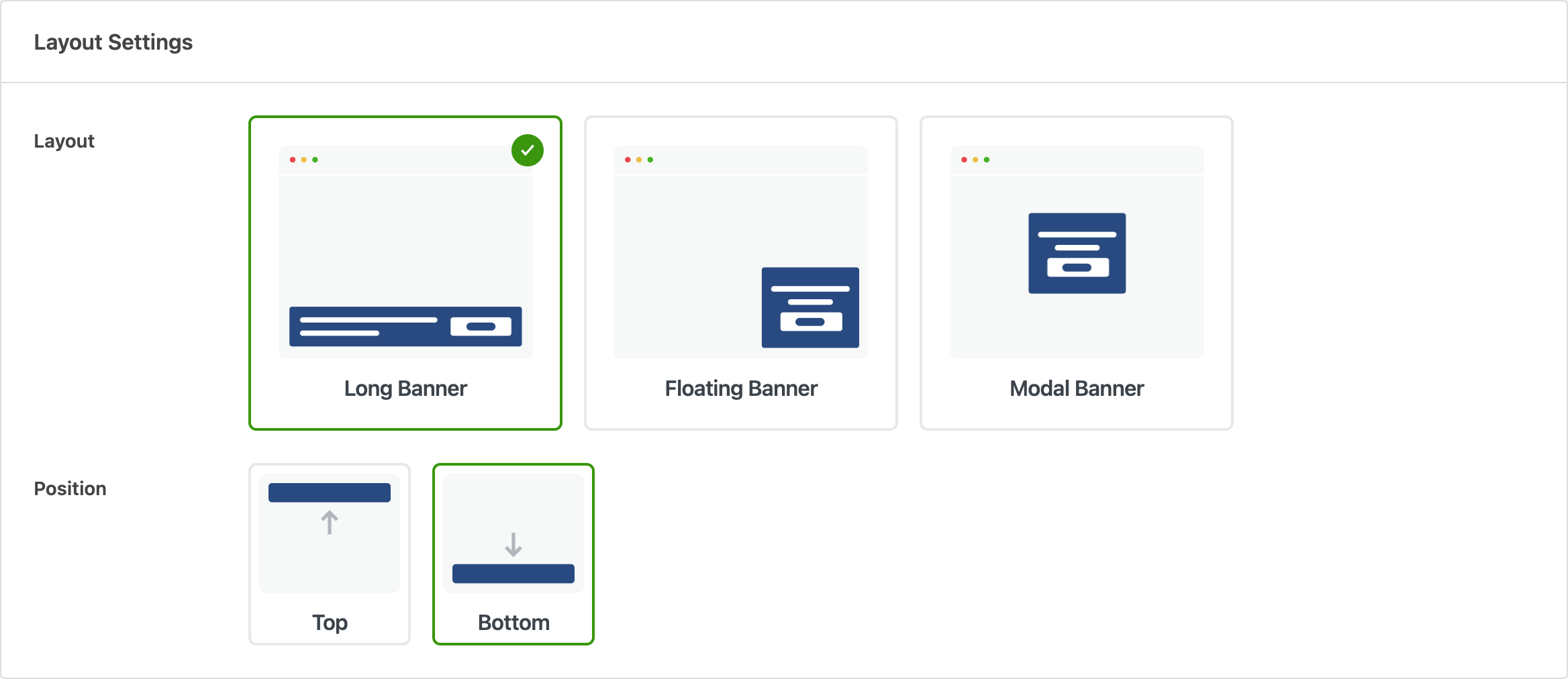 The Banner Design page with the Layout tab active