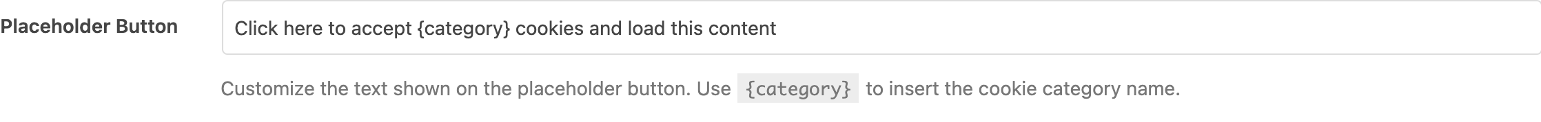 Placeholder Button text field