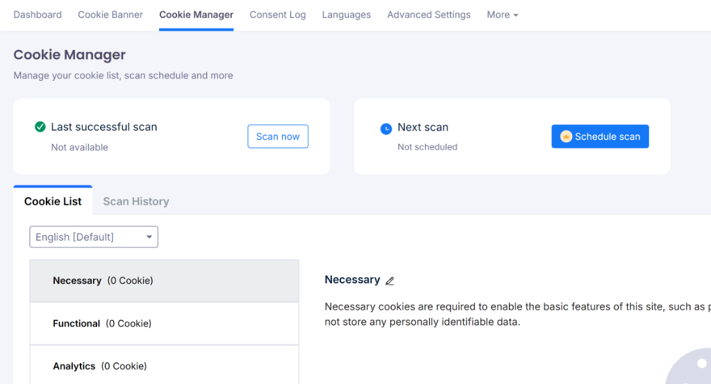 Cookie manager in CookieYes