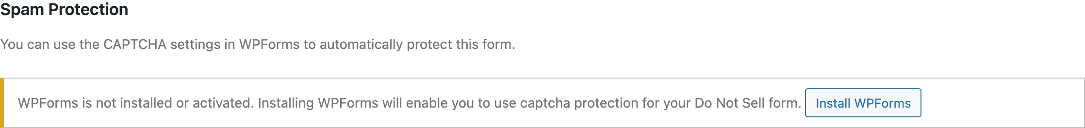 Spam protection configuration