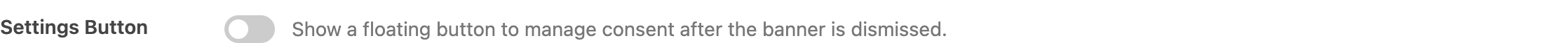 The Settings Button toggle on the Settings page