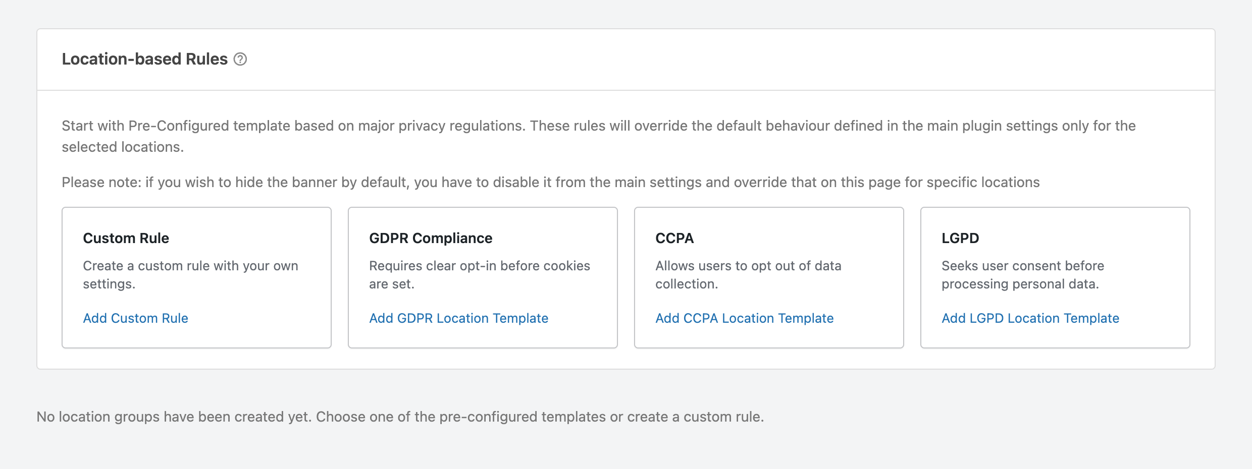 Geolocation settings page