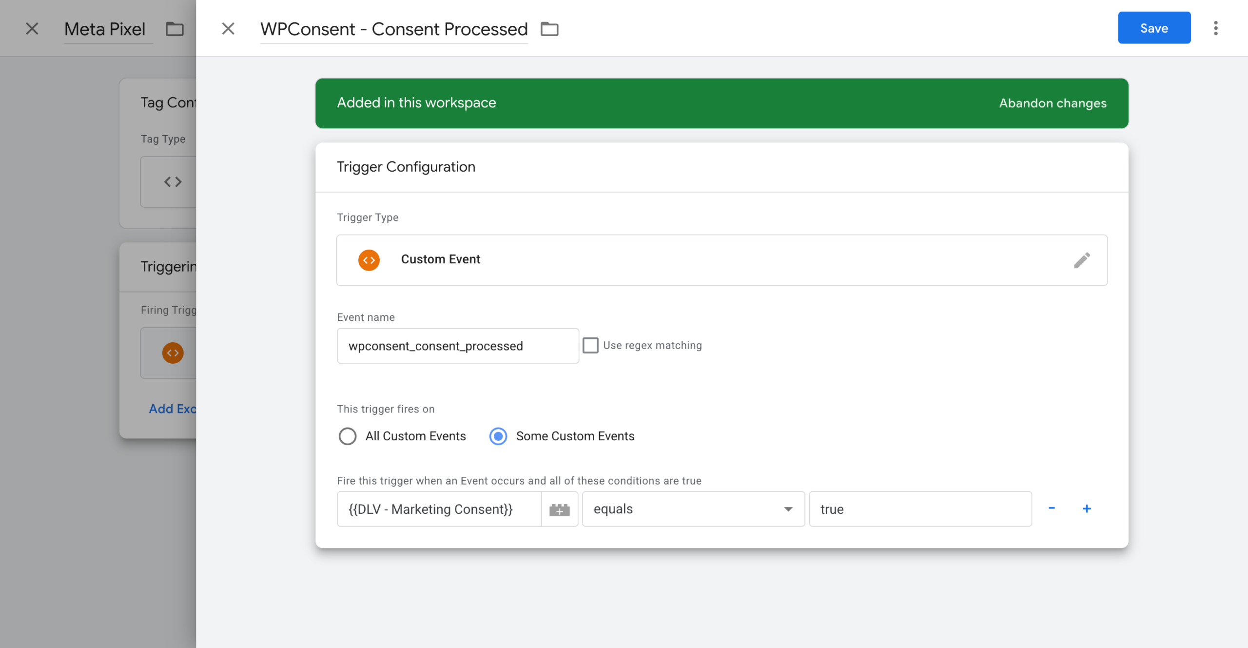 Tag firing condition with consent check