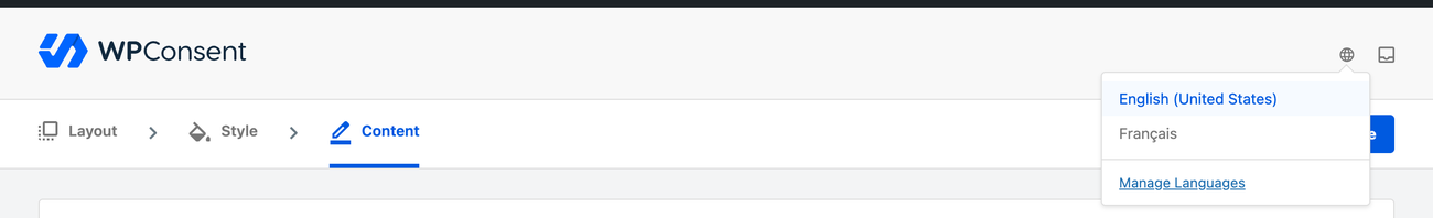 Banner content editing with language switcher