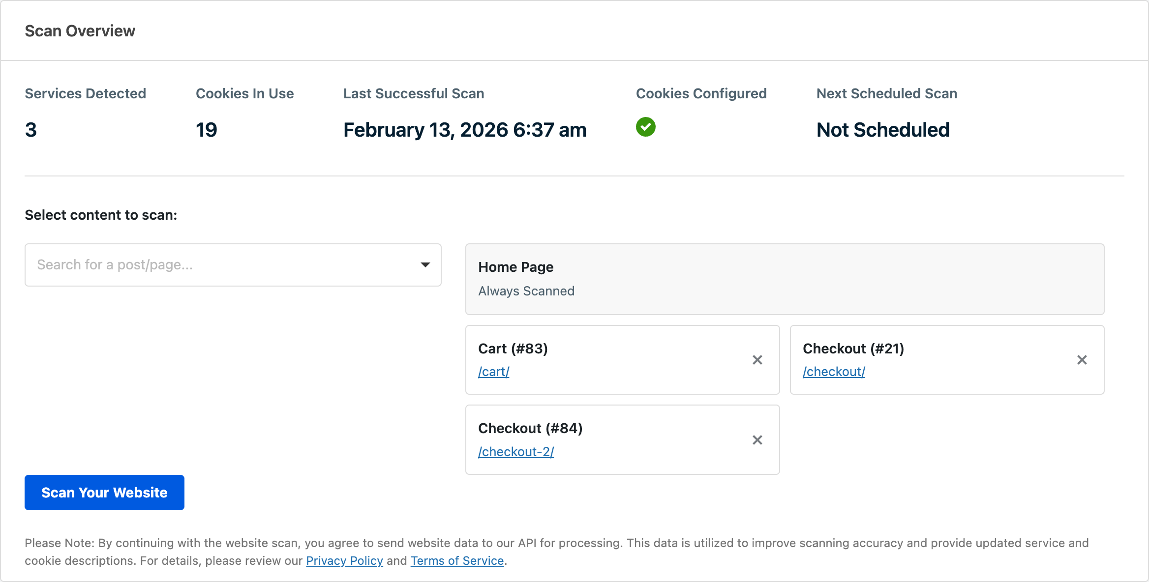 Scan overview statistics