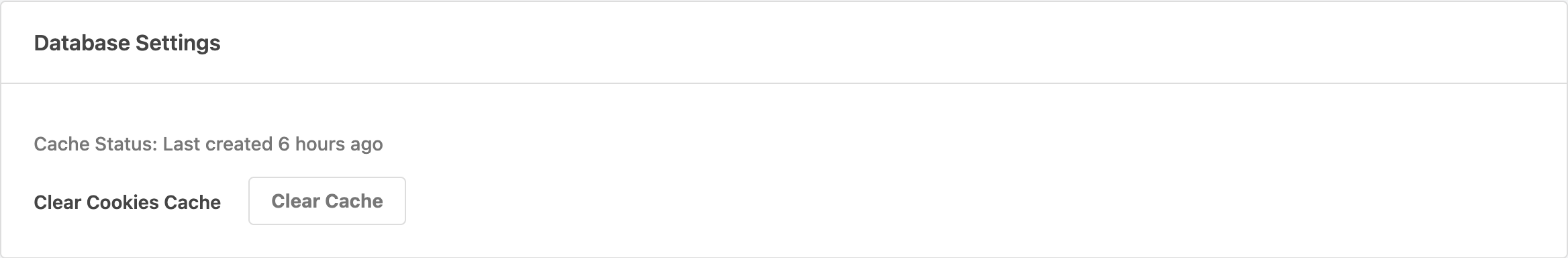 The Database tab in WPConsent Tools showing cache status and the Clear Cache button