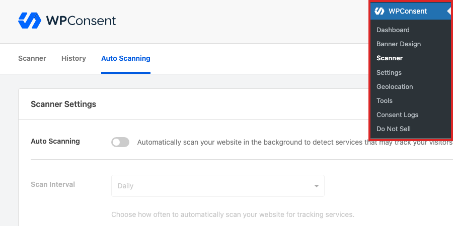 Scanner page with Auto Scanning tab selected