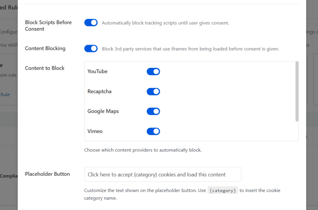 Content blocking for geolocation settings