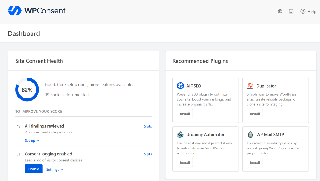 Neues WPConsent-Dashboard