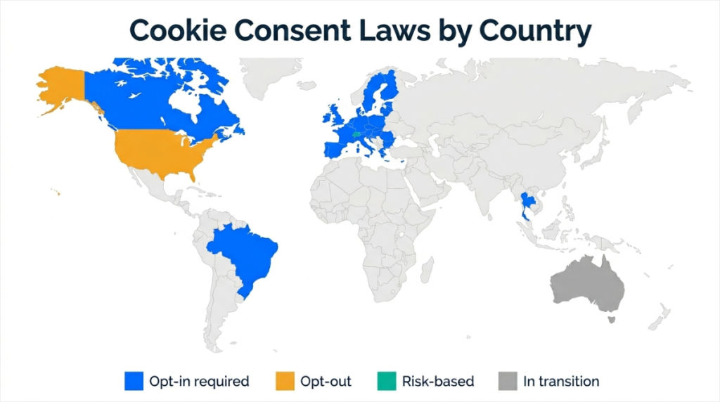 cookie consent requirements world map