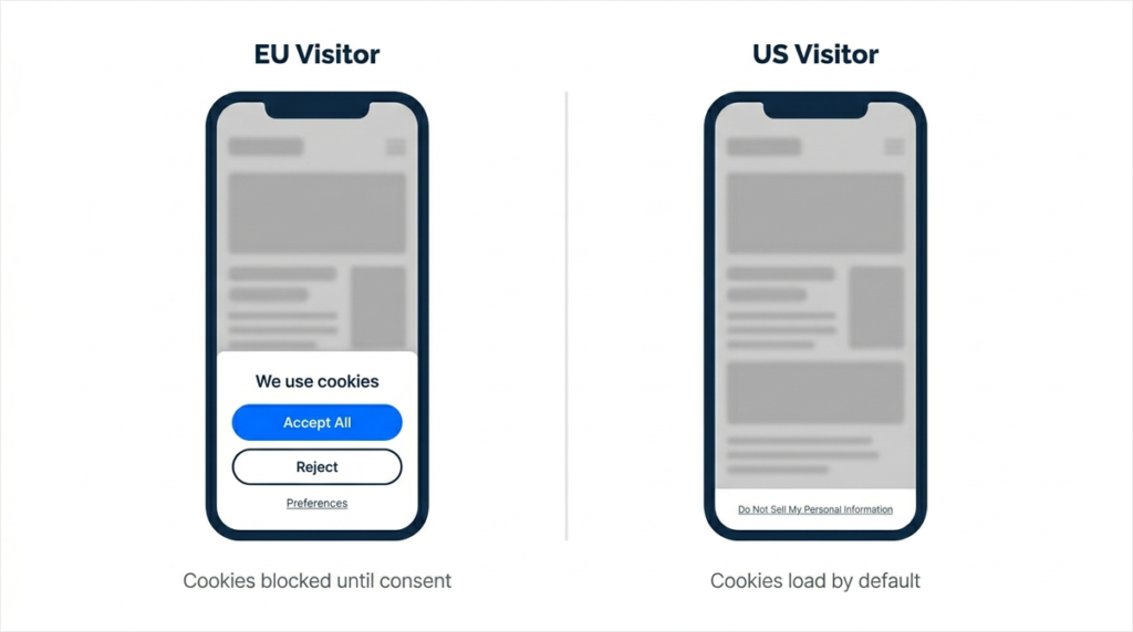 cookie consent opt in vs opt out banner comparison