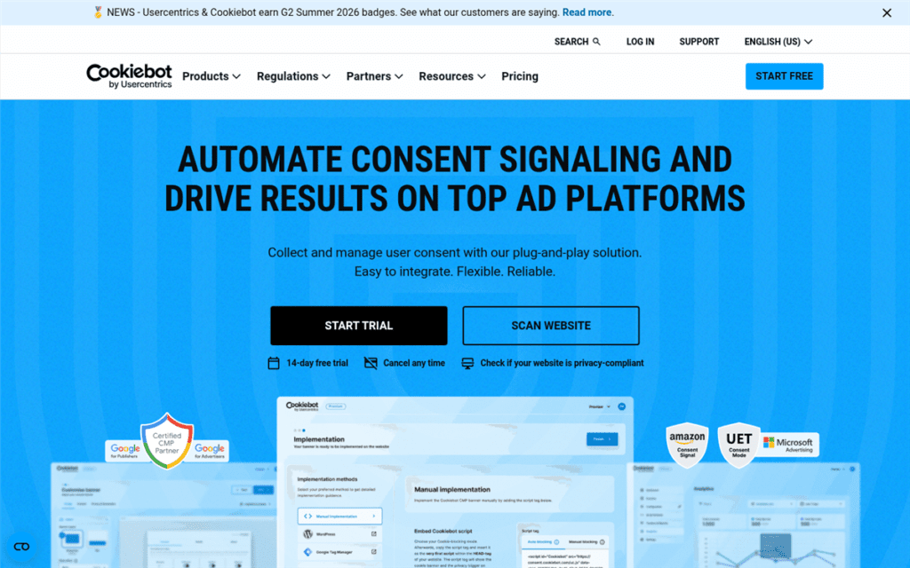 cookiebot homepage