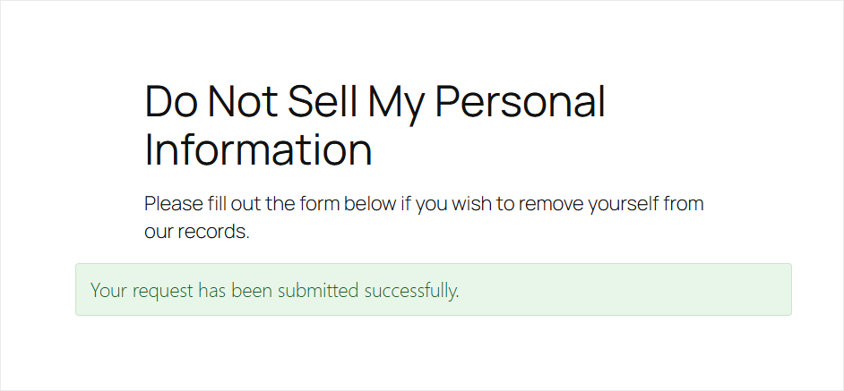 do not sell inline confirmation