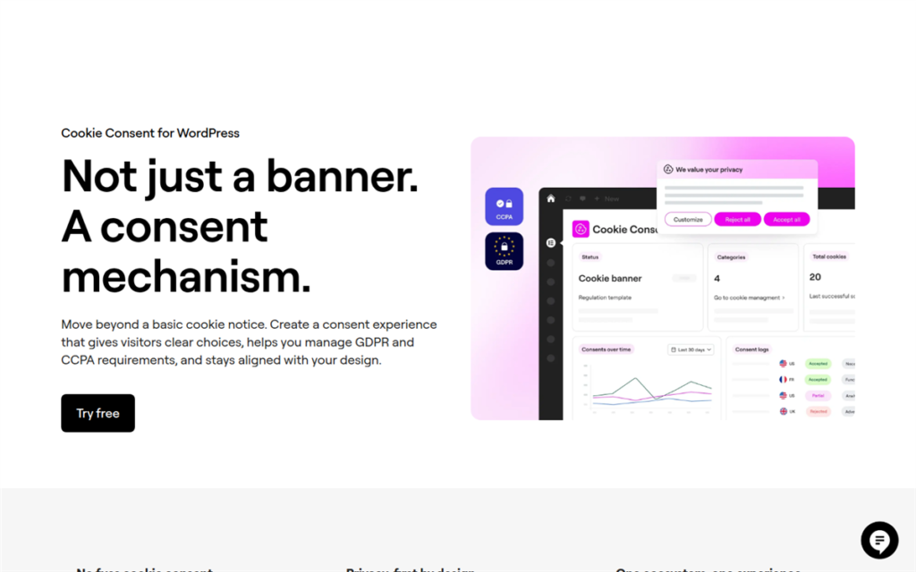 elementor cookie consent homepage
