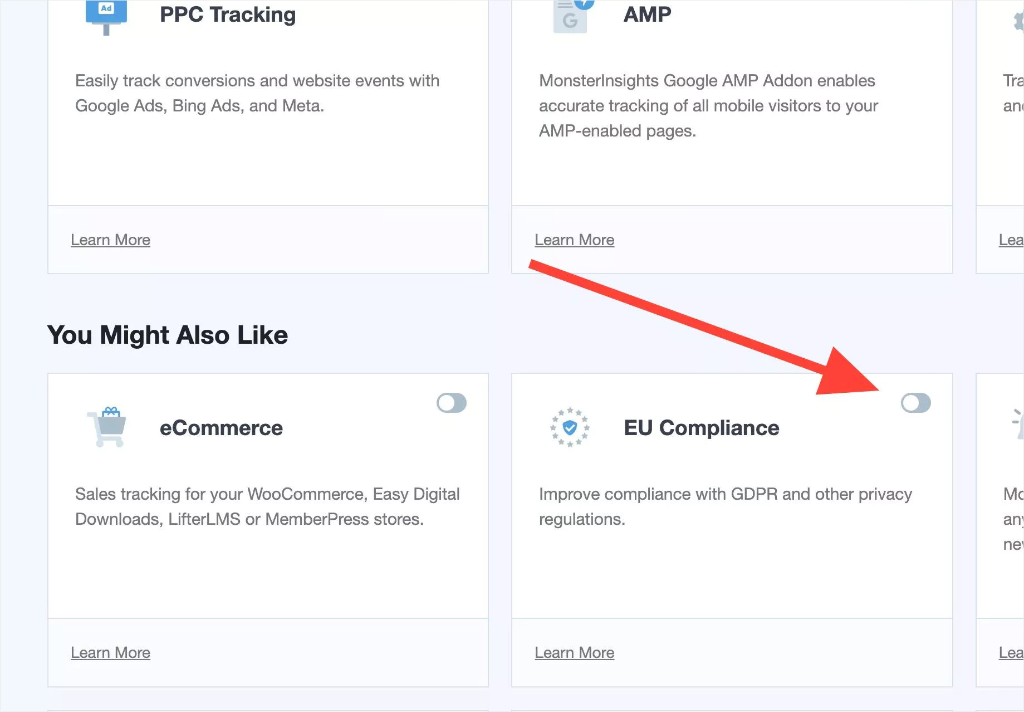 MonsterInsights Add-ons EU-Compliance installieren