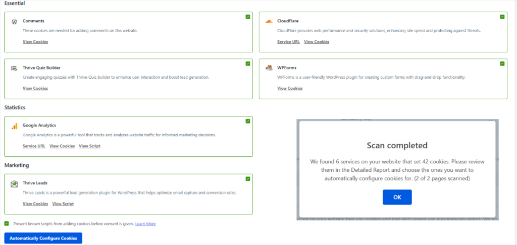 wpconsent configure cookies