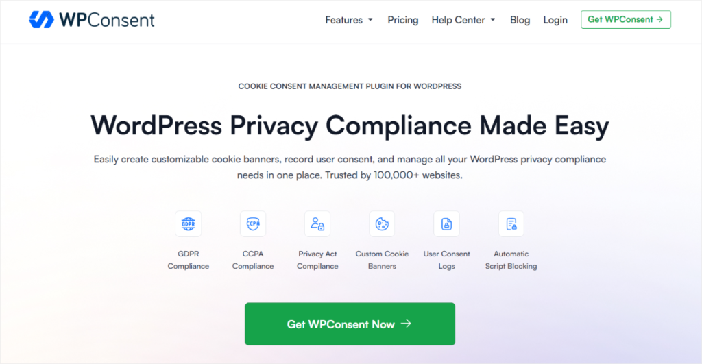wpconsent homepage