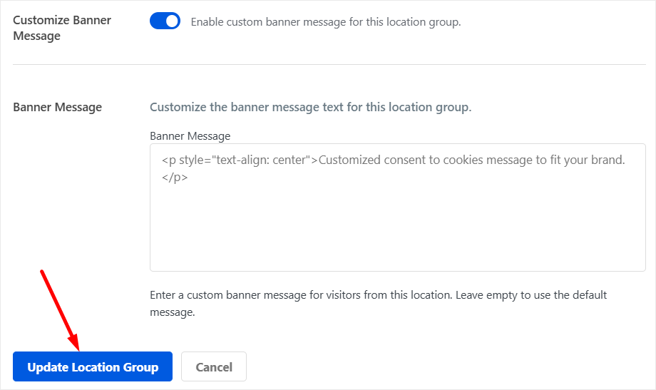 wpconsent update location group