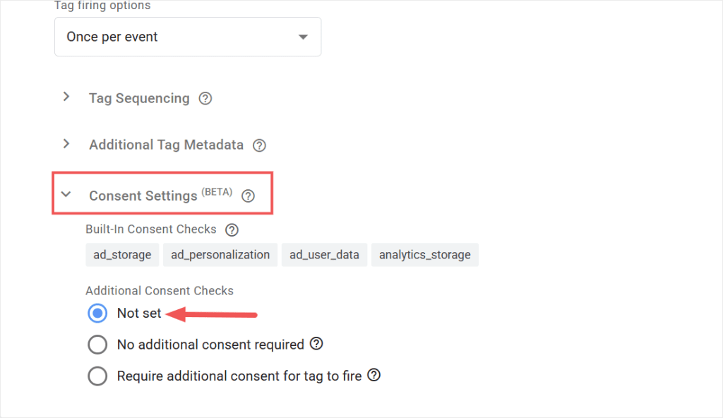 gtm built-in consent checks not set
