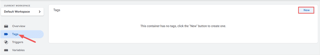gtm tags new button