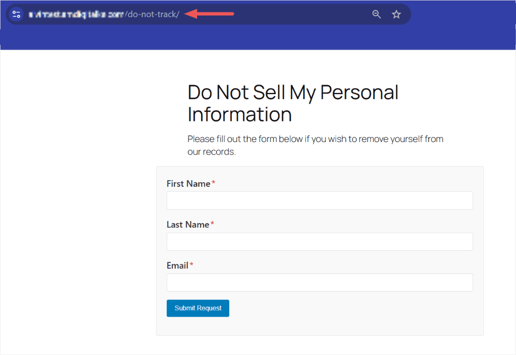 wpconsent do not sell generated page